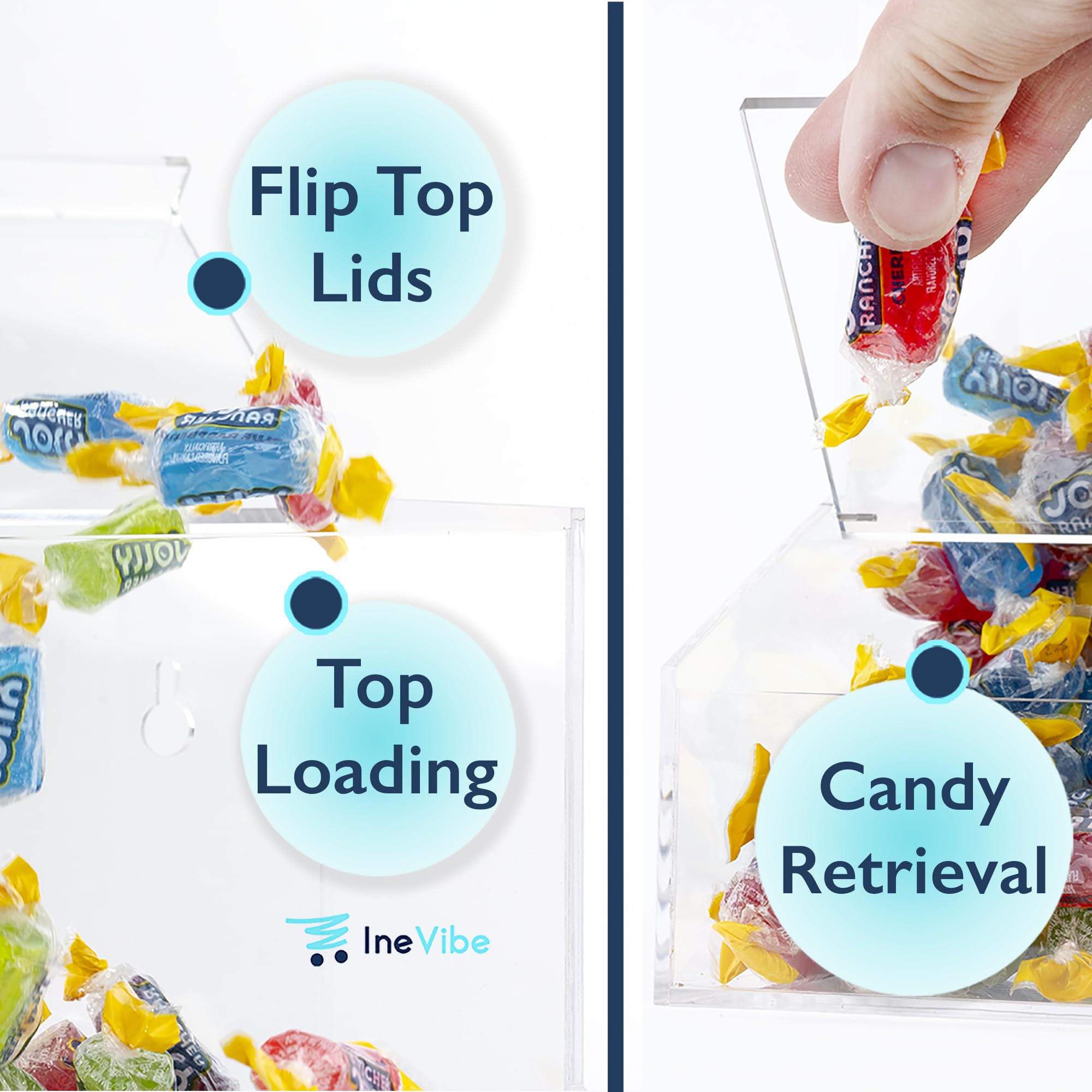 Inevibe Dispensador de dulces acrílico gran capacidad para tentempiés variados.