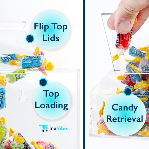 Inevibe Dispensador de dulces acrílico gran capacidad para tentempiés variados.