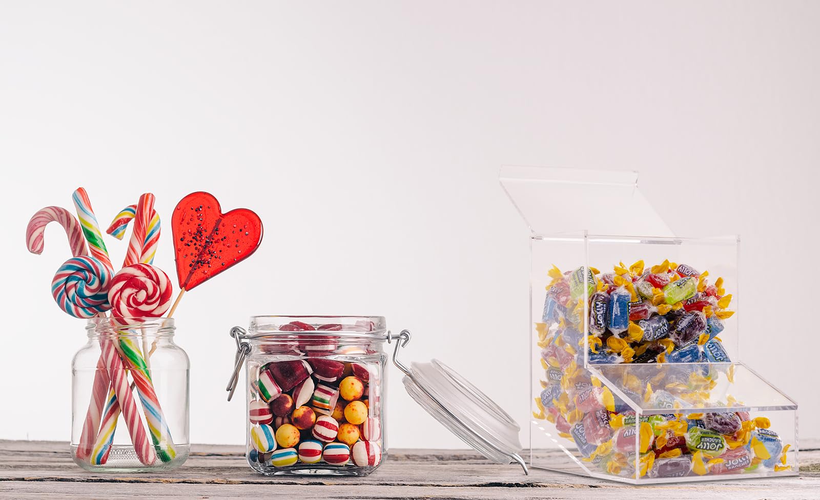 Inevibe Dispensador de dulces acrílico tapa superior, facilita rellenar sin desorden.