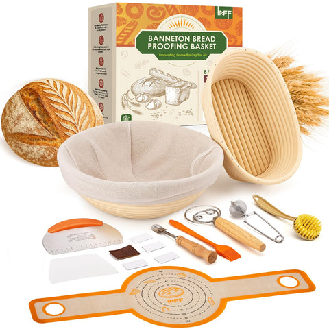 INFF Banneton redondo de 10 pulgadas para fermentar y dar forma uniforme