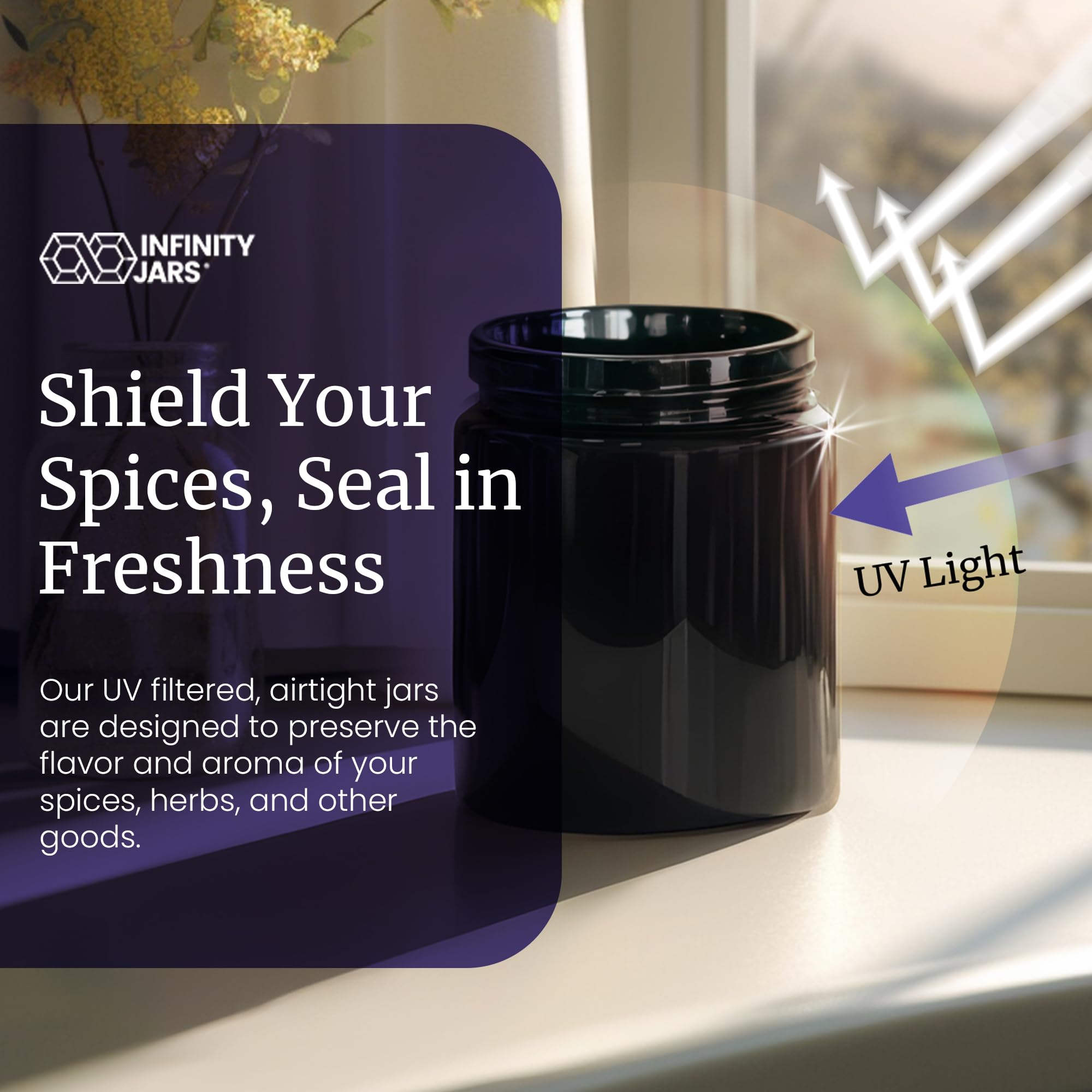 Infinity Jars tarro de 250 ml para semillas, mantiene secas las especias.