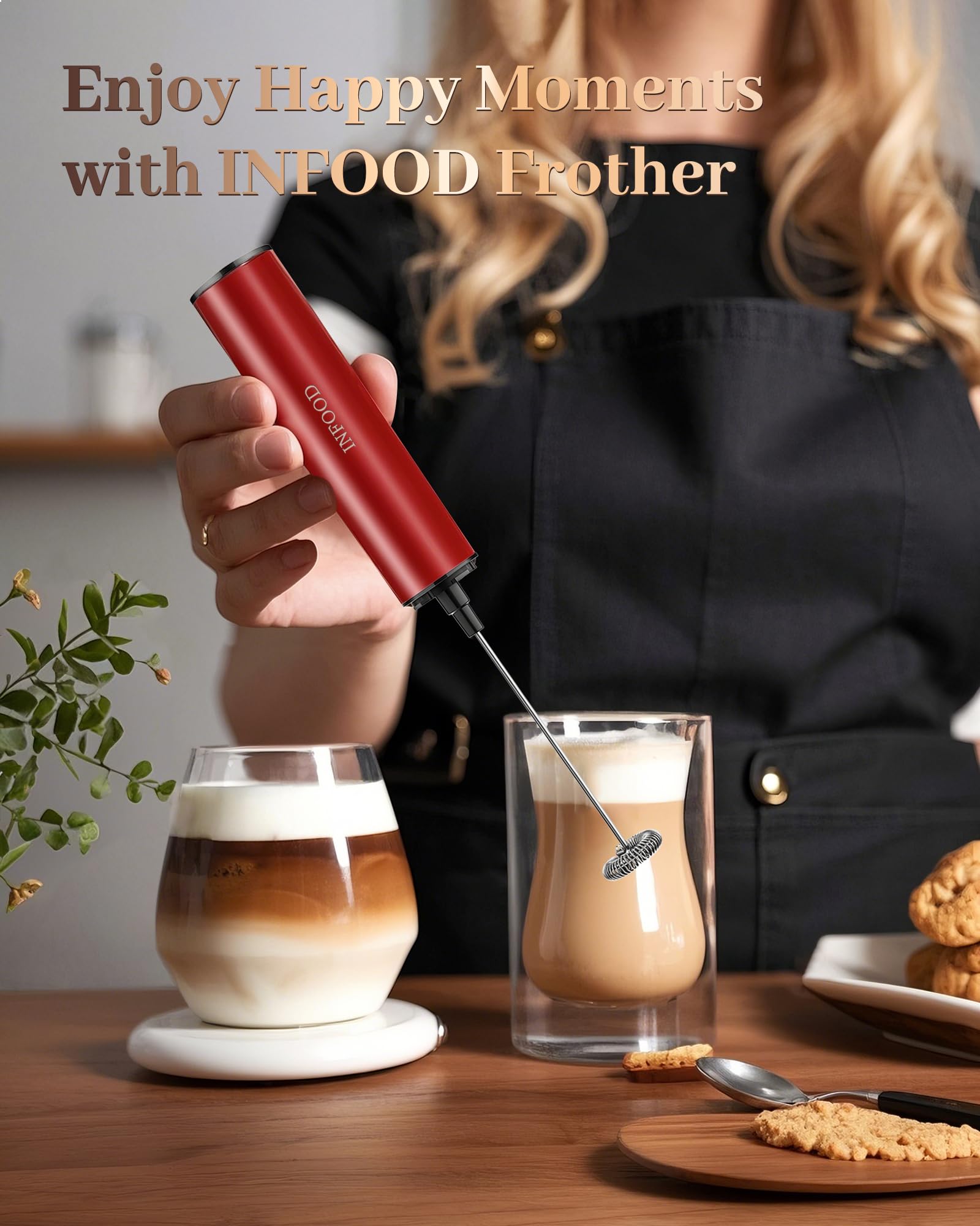 INFOOD batidor con carga recargable por cable, ideal para viajar.