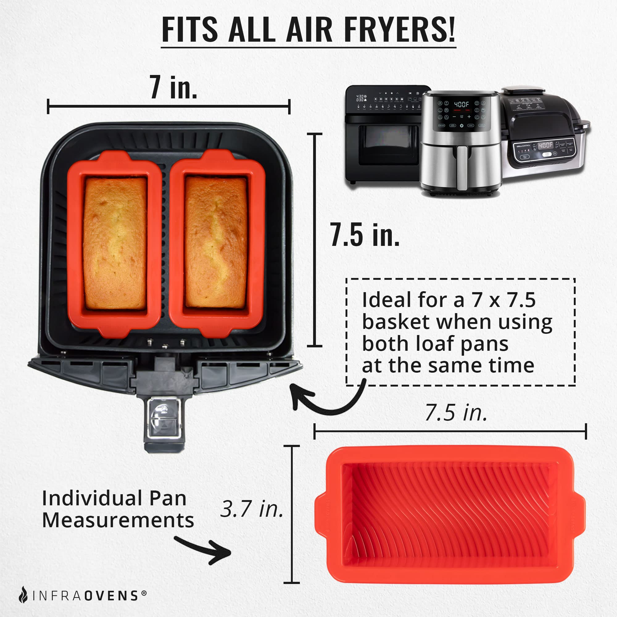 Infraovens diseño compatible con freidoras de aire populares para hornear
