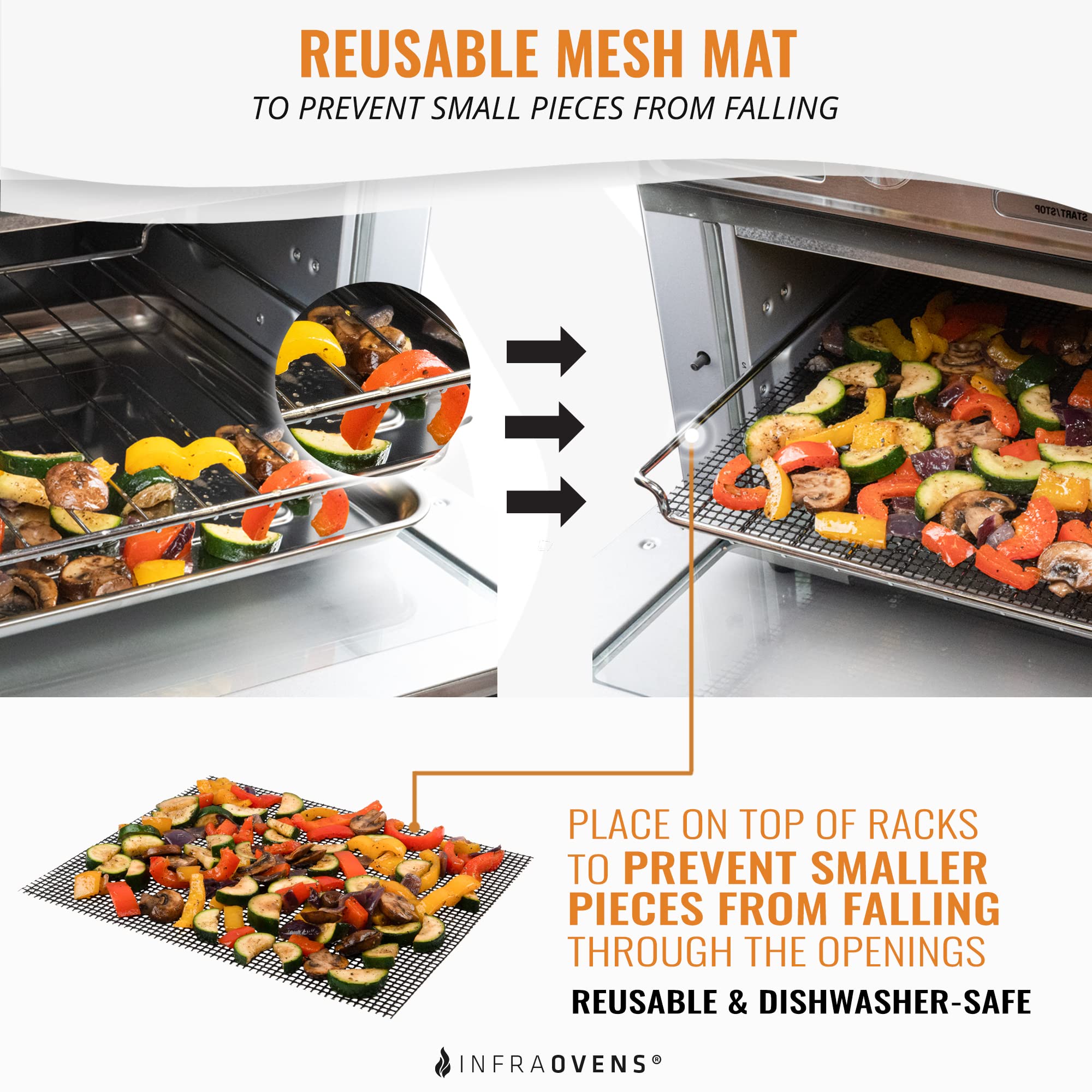 INFRAOVENS juego de 3 mats reutilizables facilita cocinar sin residuos.