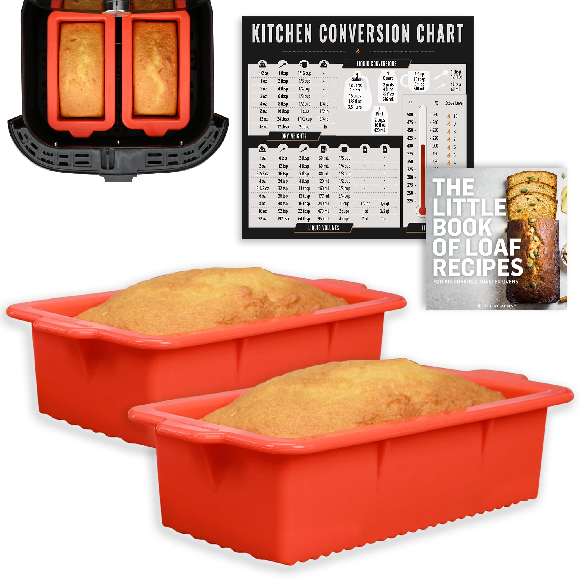 Infraovens latas de silicona para freidora de aire, 7,5 pulgadas, fácil desmolde de bizcochos
