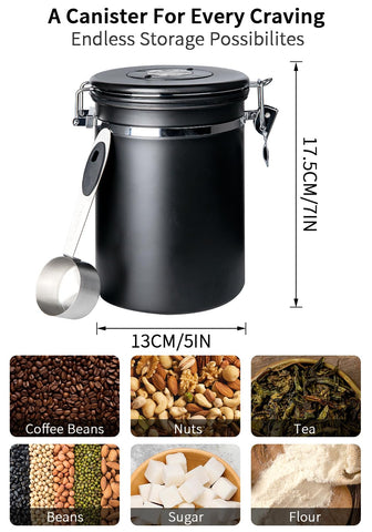 INFTYLE Lata de café con apertura amplia facilita rellenar y limpiar.