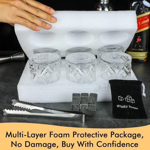 INFTYLE, regalo de 6 vasos cristal estilo antiguo para amantes de bebidas.