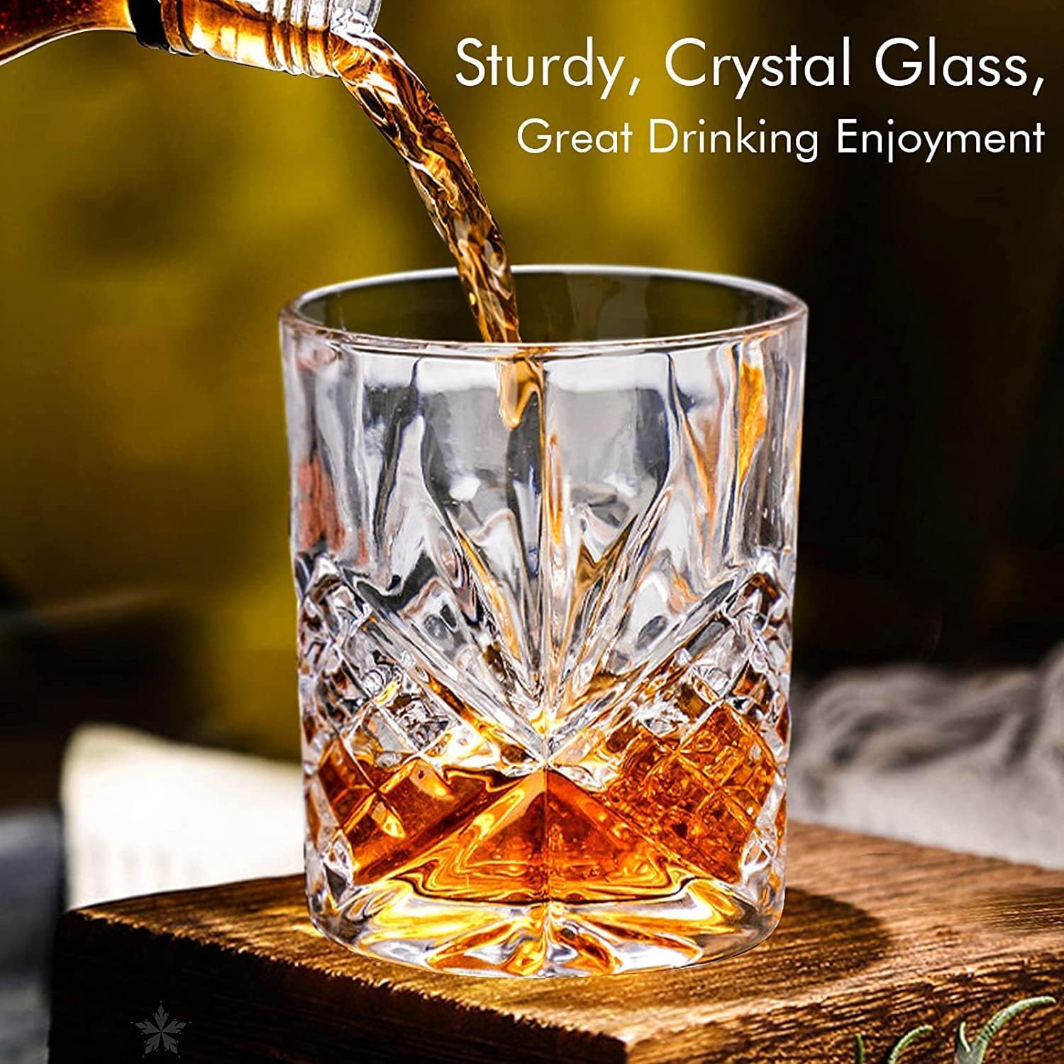 INFTYLE, vasos cristal estilo antiguo, claridad destacada para whisky y cócteles.