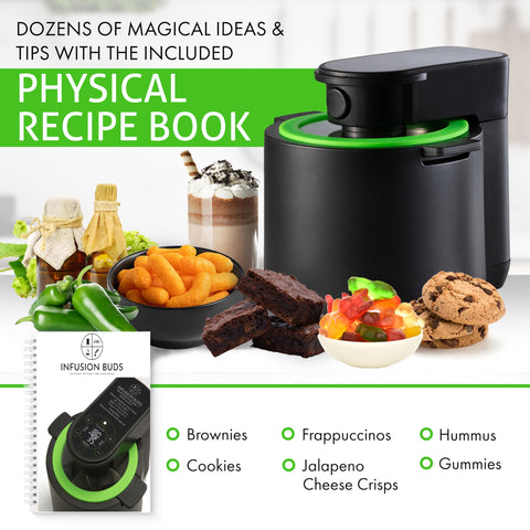Libro de recetas Infusion Buds incluido para ideas inspiradoras.