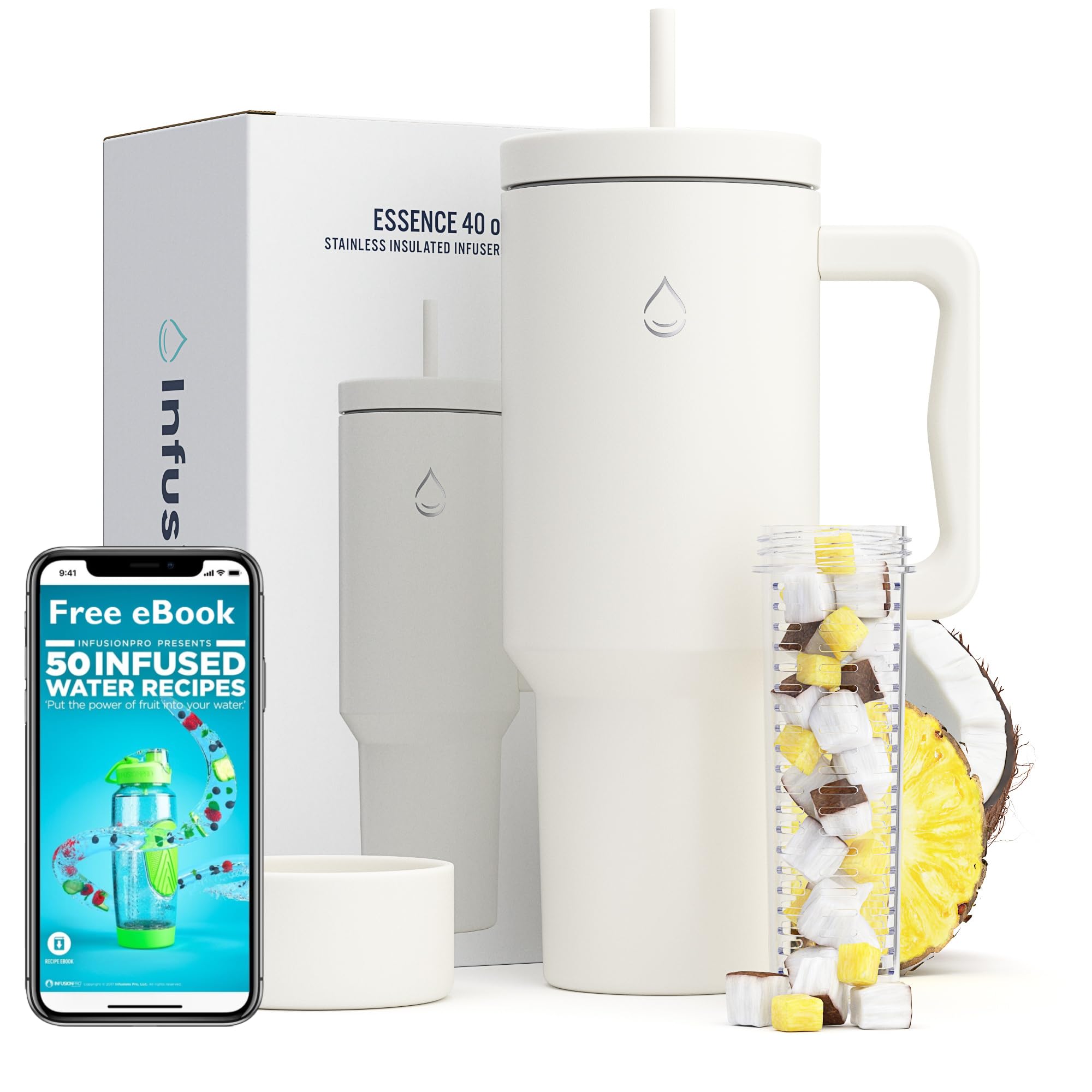 Infusion Pro: botella infusora de fruta de 40 onzas para hidratación diaria.