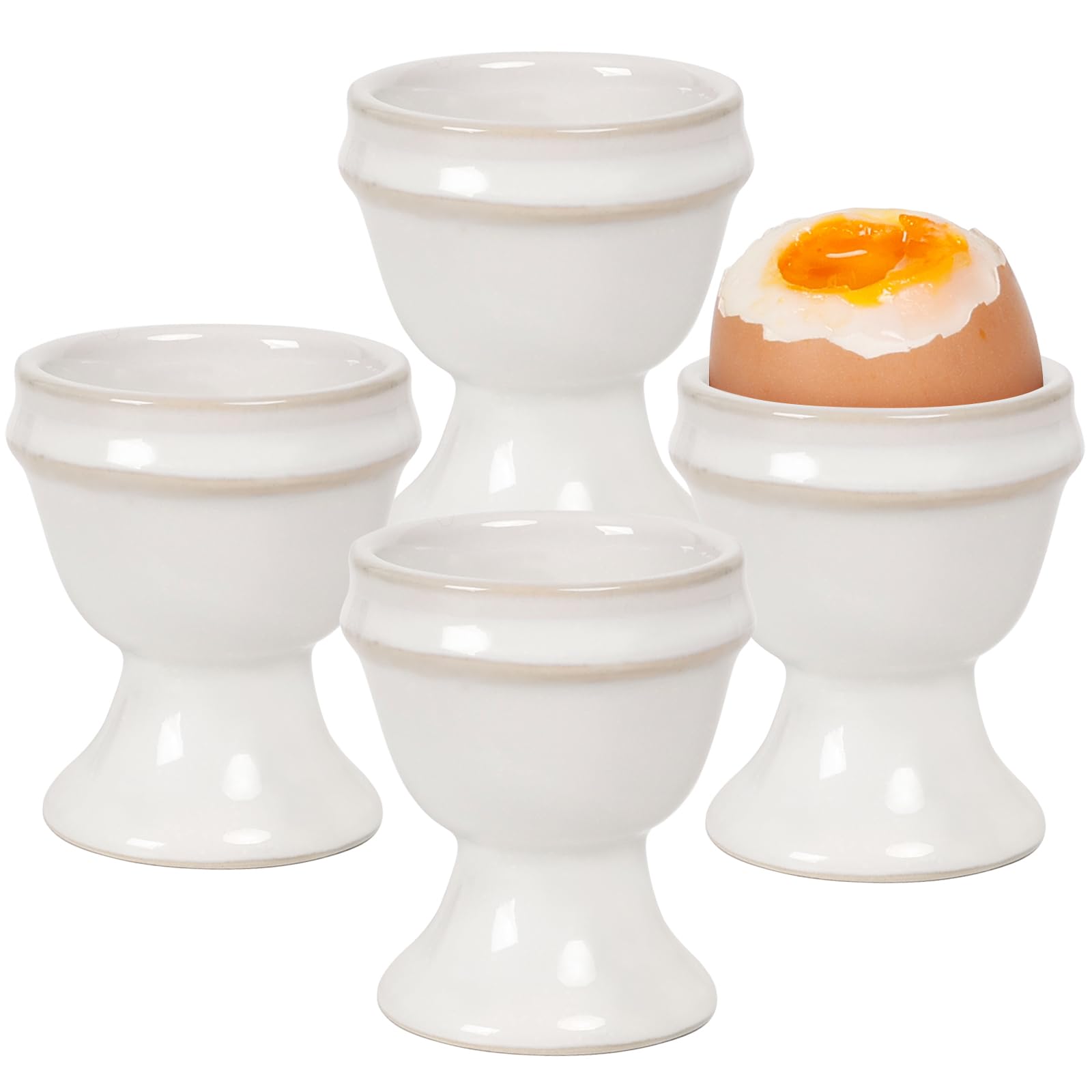 INGOFIN portahuevos ceramicos, 4 unidades, sirven huevos de forma estable y presentacion elegante.