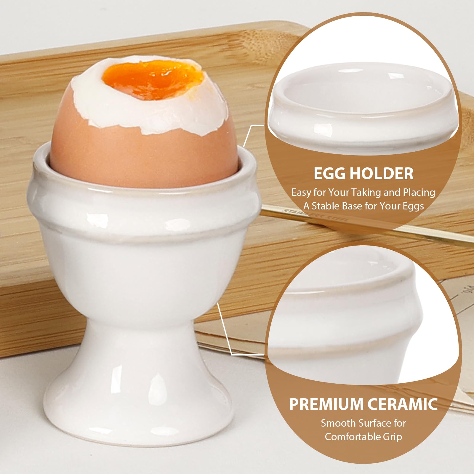 INGOFIN portahuevos ceramicos, diseño blanco elegante para mesa.