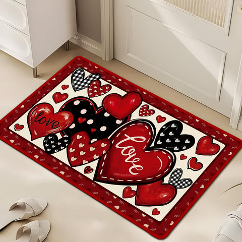 InIsaJace alfombra con corazones, bienvenida cálida y fácil de limpiar para entradas.