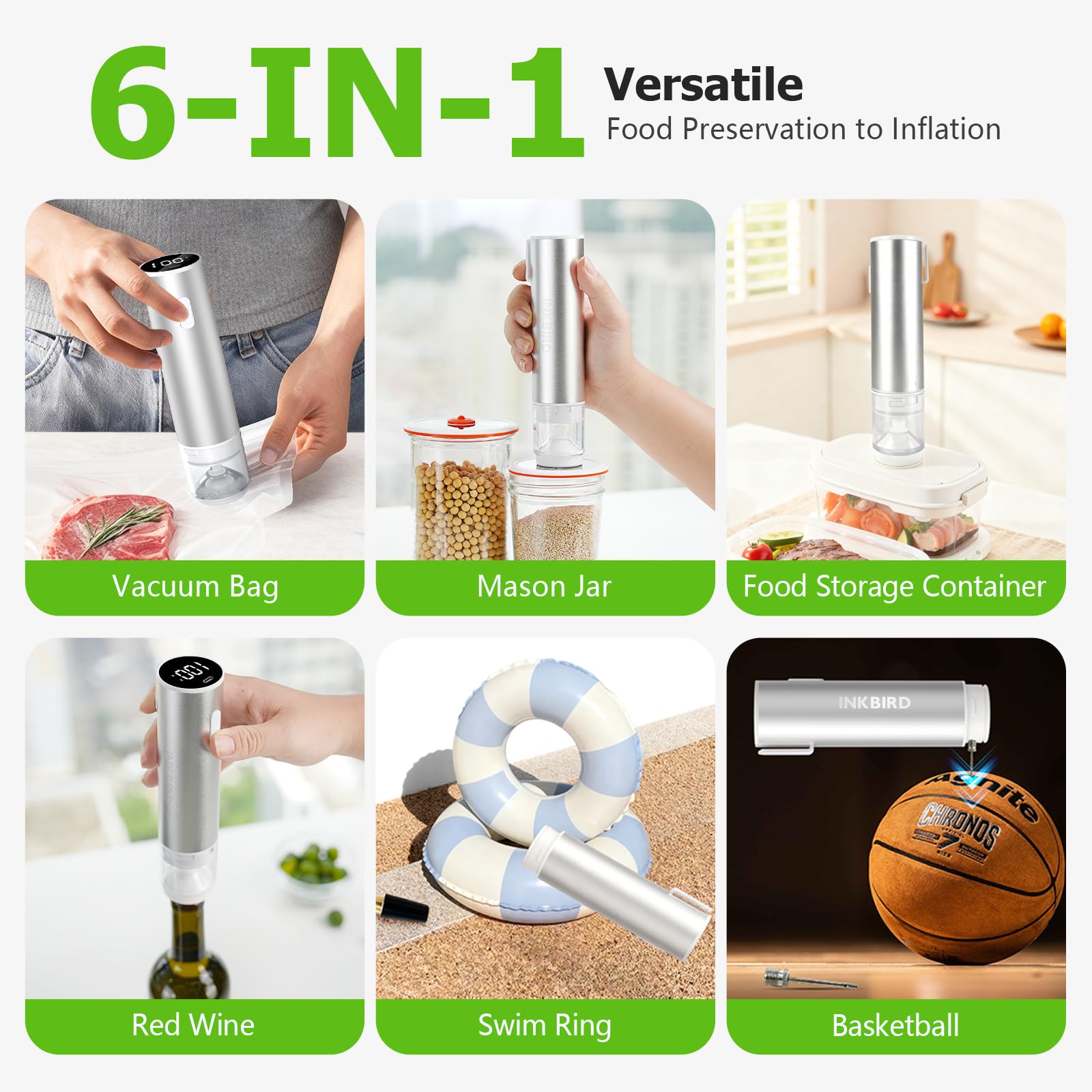 Inkbird bomba de aire manual para sellar rápidamente bolsas sous‑vide