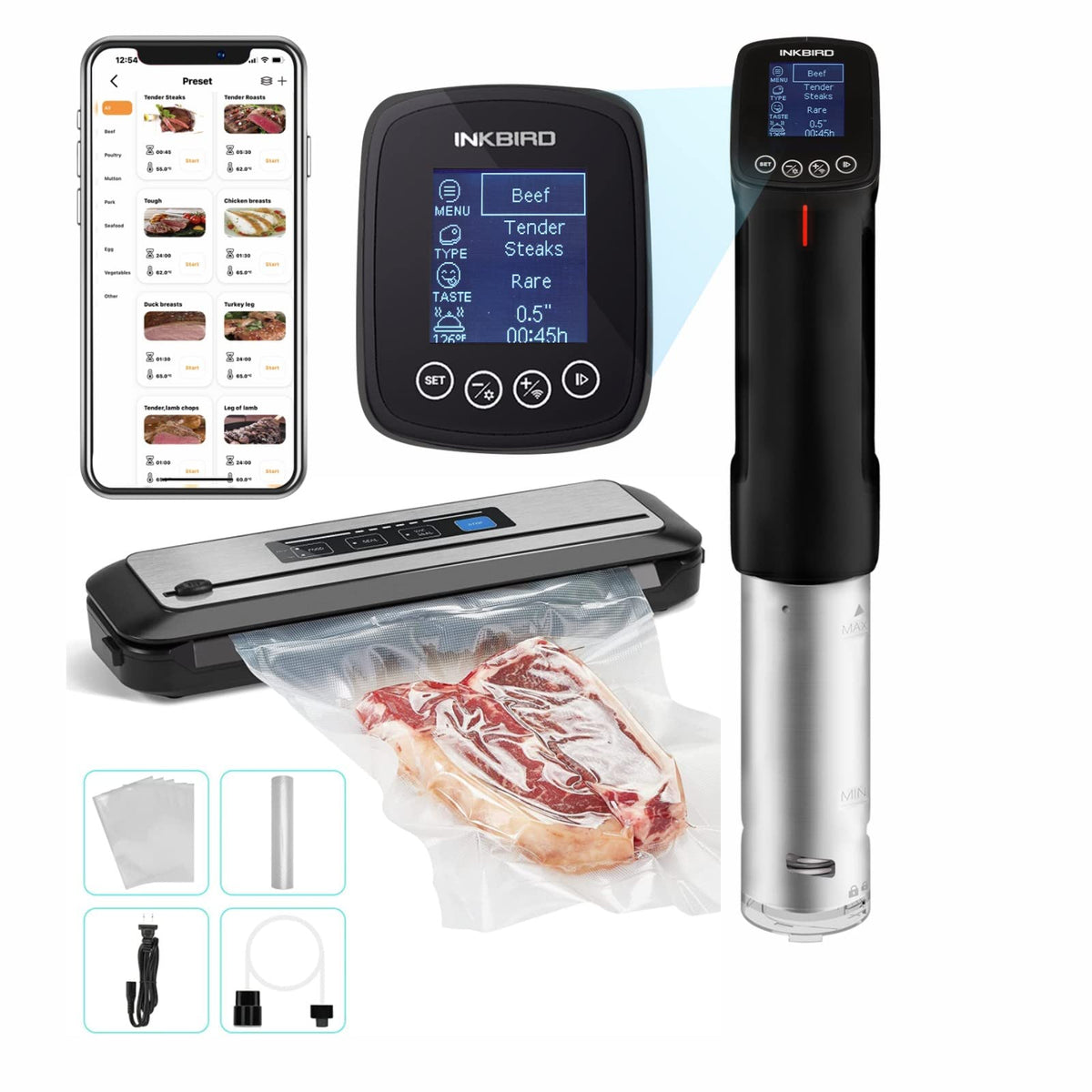Inkbird ISV-100W inmersor de cocción al vacío con control de temperatura de precisión.