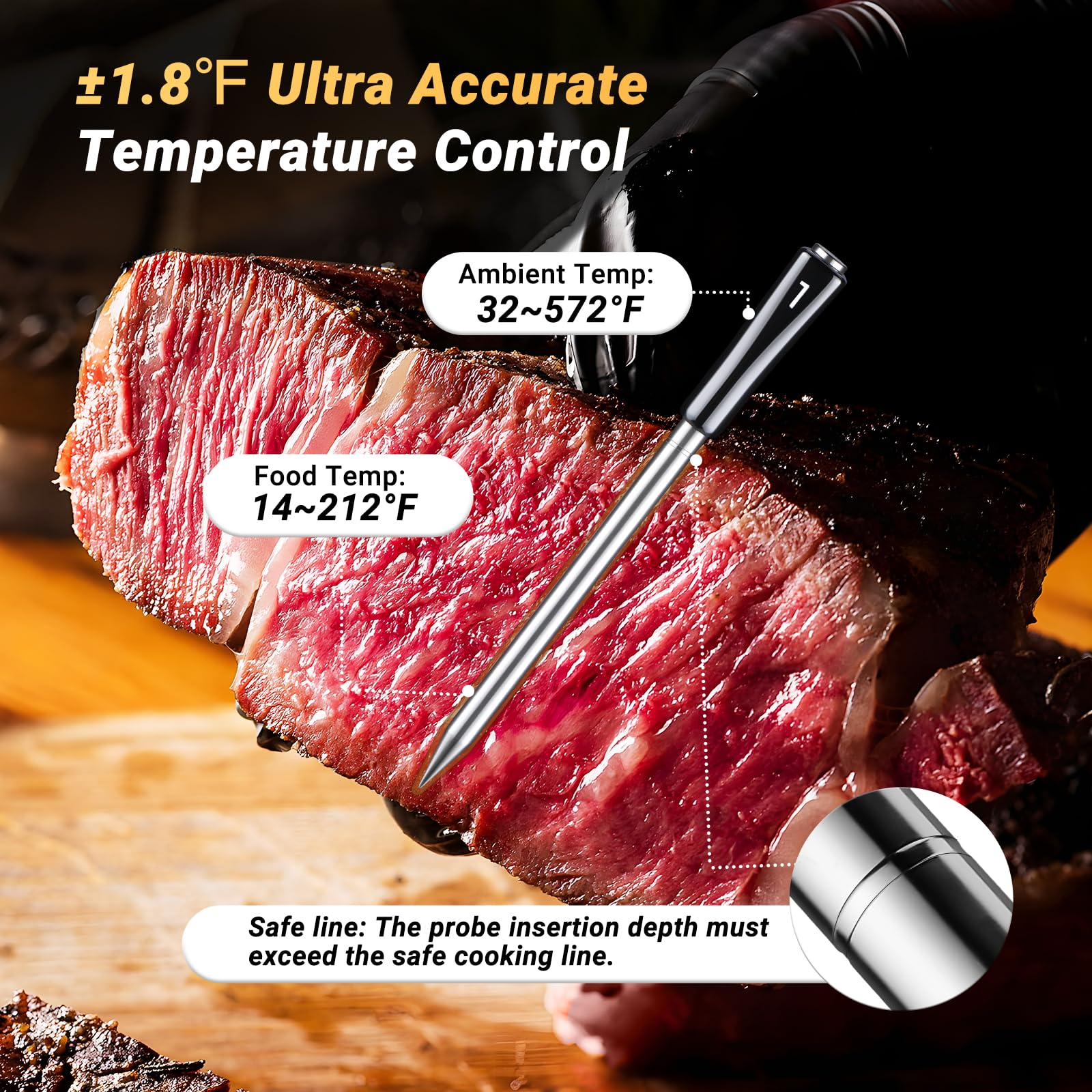 Rango de temperatura preciso y calibración para alimentos Inkbird.