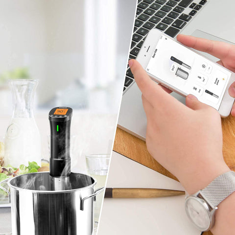 Inkbird Wifi Sous Vide Cooker, control remoto para ajustar temperatura y tiempo.