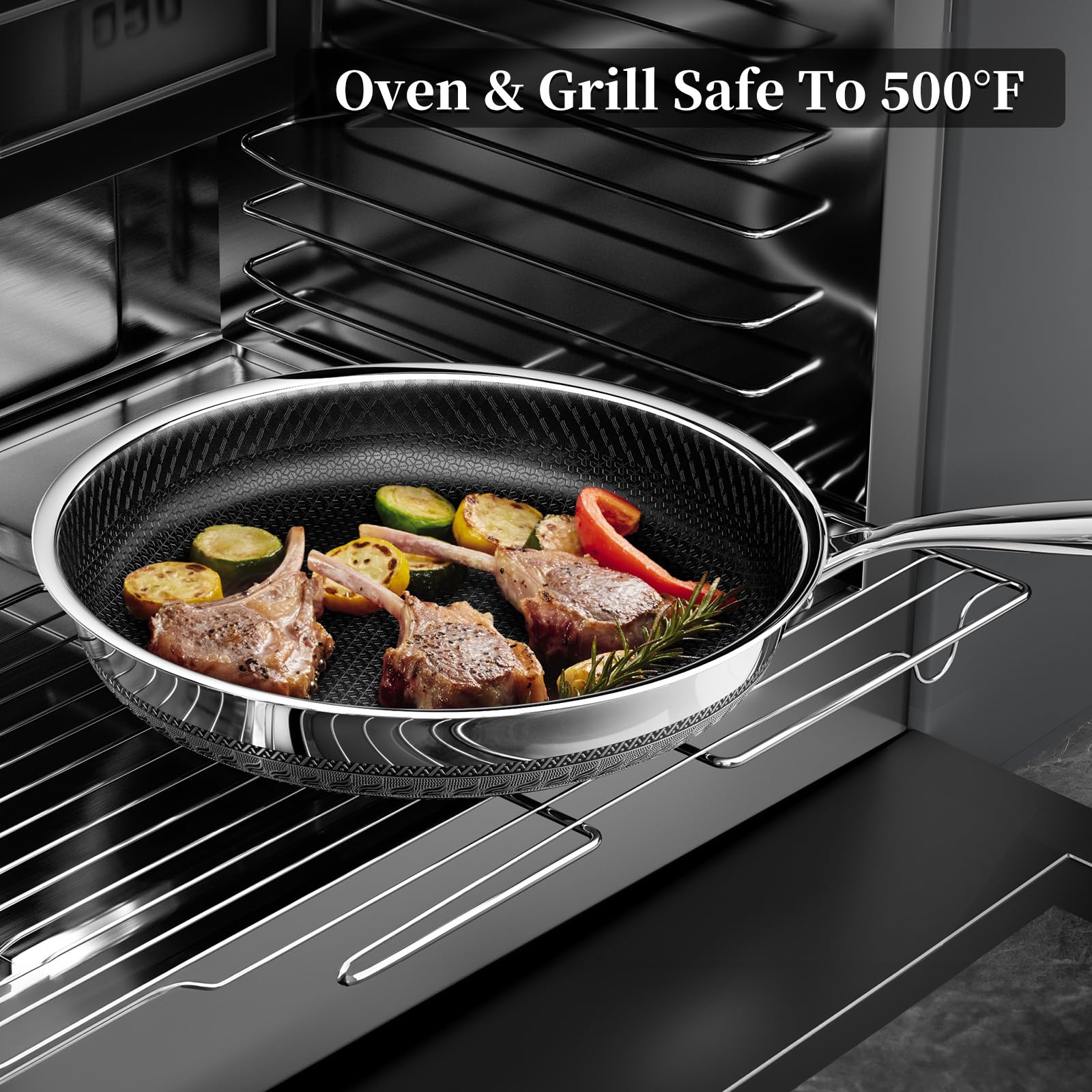Innerwell apta para horno hasta 572f para terminar recetas.