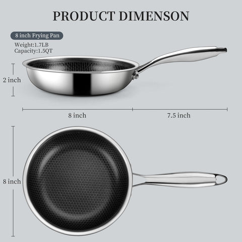 Innerwell sartén 8 pulgadas diseño antiadherente de colmena facilita freír sin pegar.