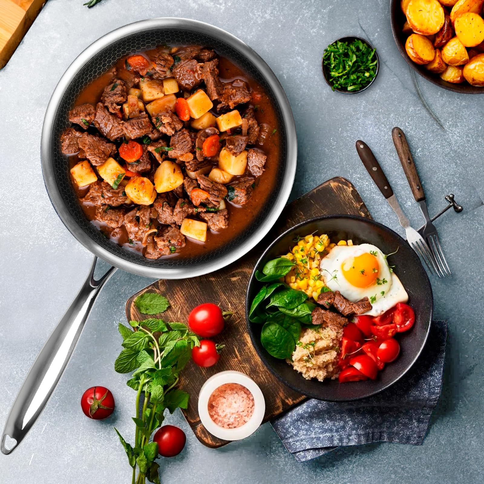 Innerwell sartén 8 pulgadas para huevos y tortilla francesa con cocción uniforme.