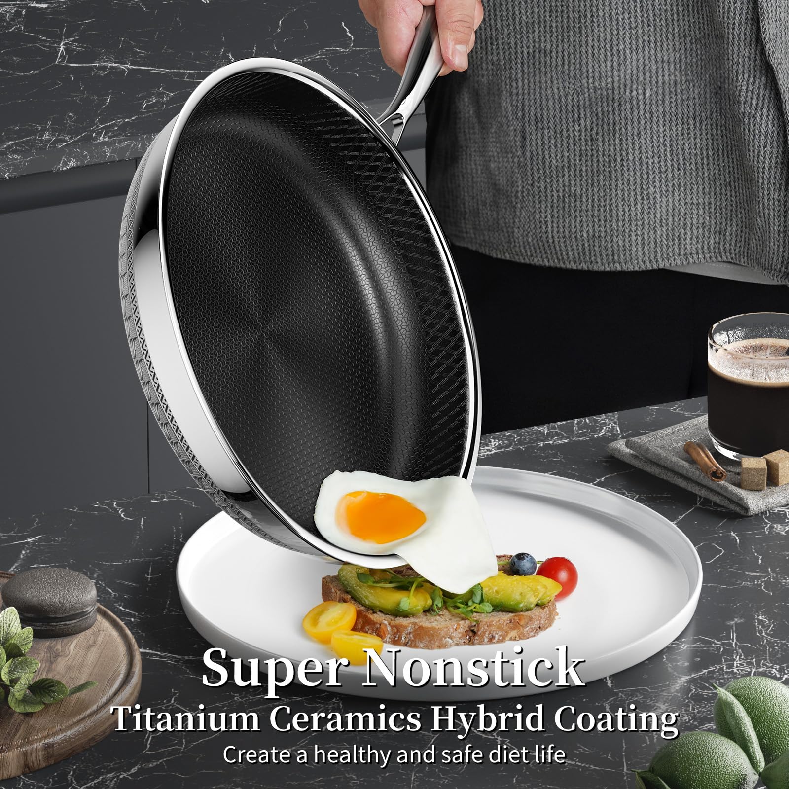 Superficie interior Titanio-Cerámica de Innerwell para antiadherencia duradera.