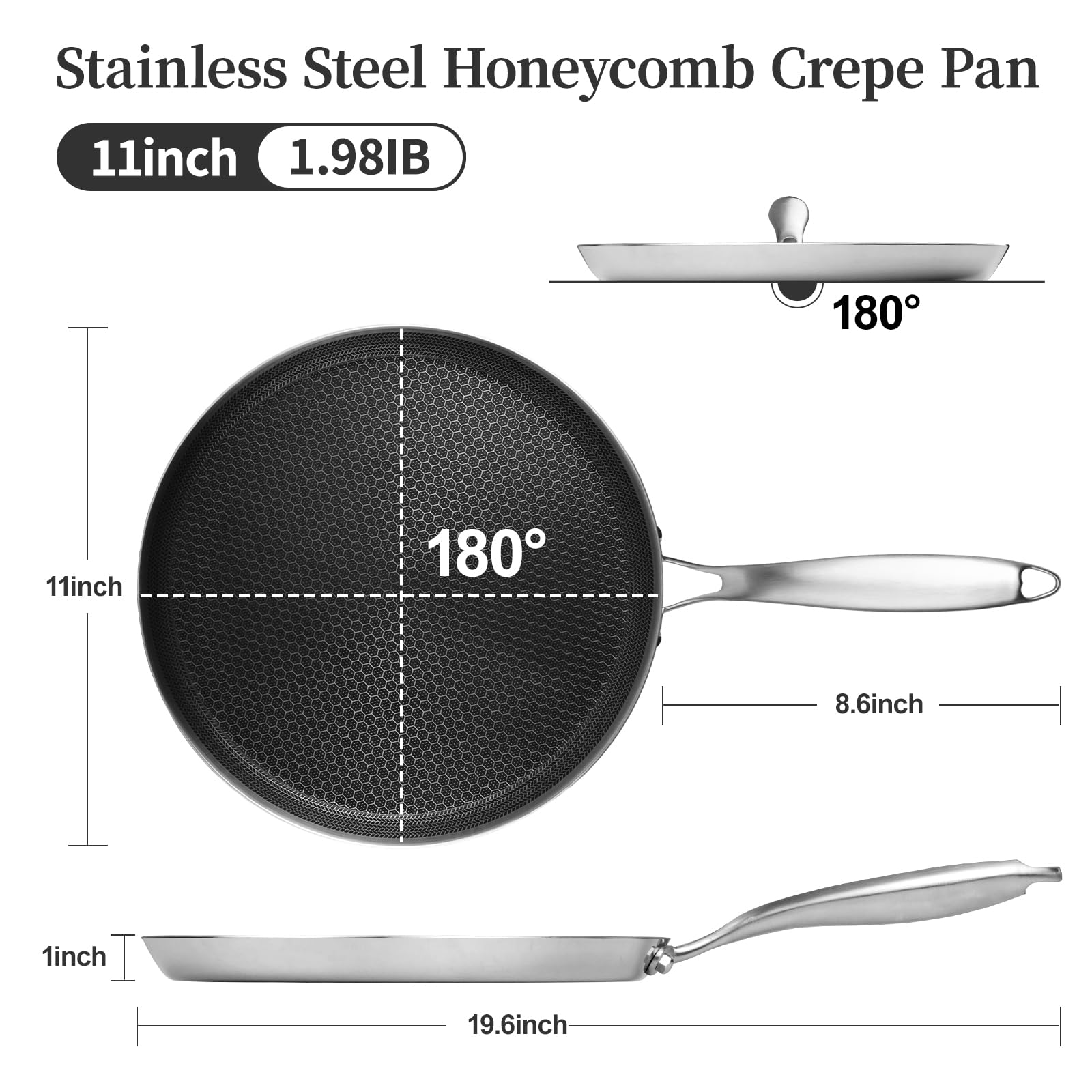 Innerwell sarten crepe diseño base plana y borde alto para voltear sin derrames