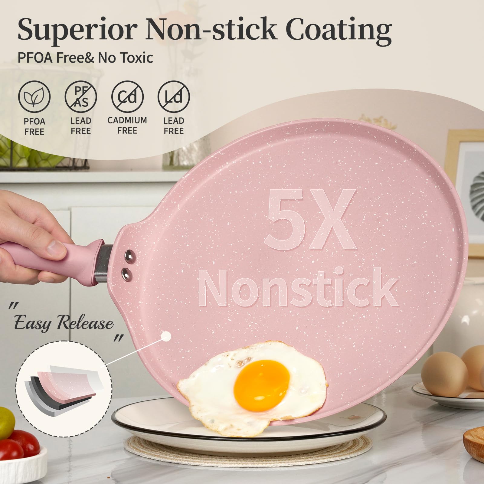 Mango ergonómico de tacto frío en Sartén Innerwell Crepe Granito