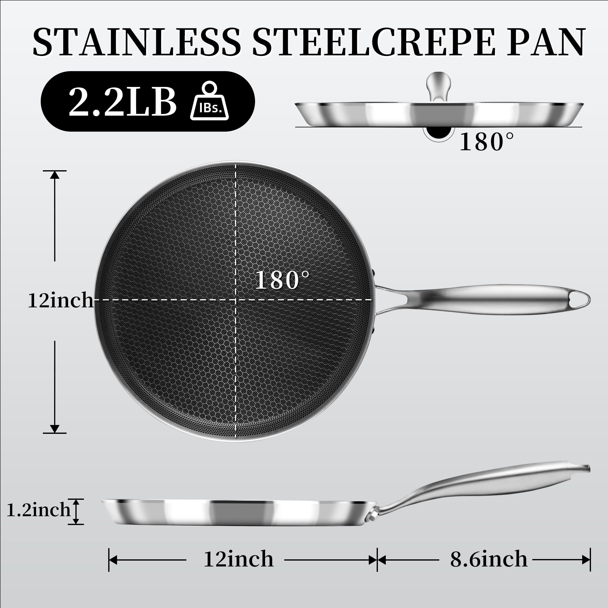 Innerwell sarten crepe honeycomb antiadherente facilita limpieza rápida