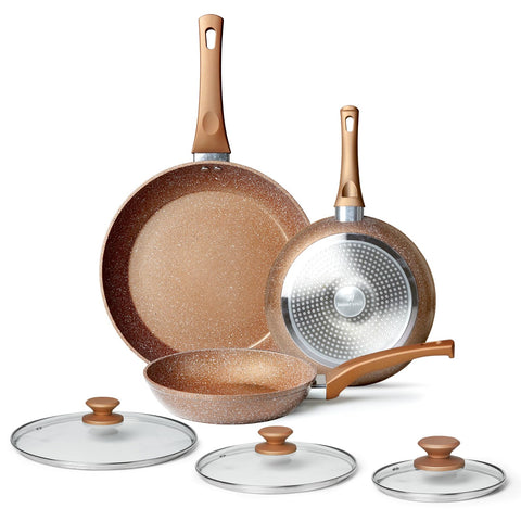Sartén Innerwell de granito de 8 pulgadas con tapa, apta para inducción.