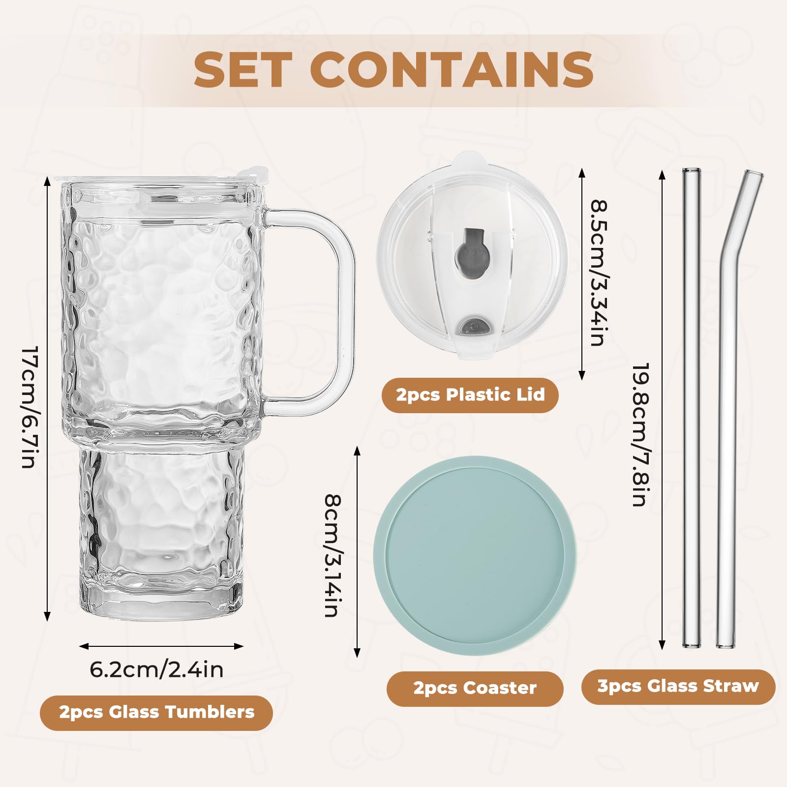 Vaso INNGOSAE de vidrio con tapa hermética y manija para viajar