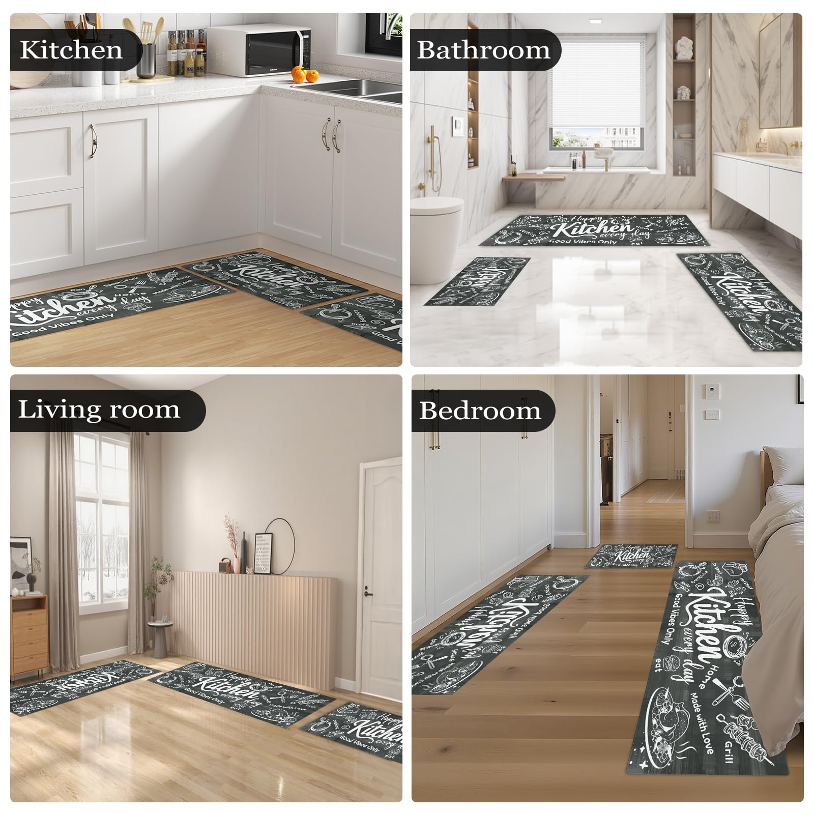 Alfombra de cocina InnJoey, fácil de limpiar y resistente para uso diario.