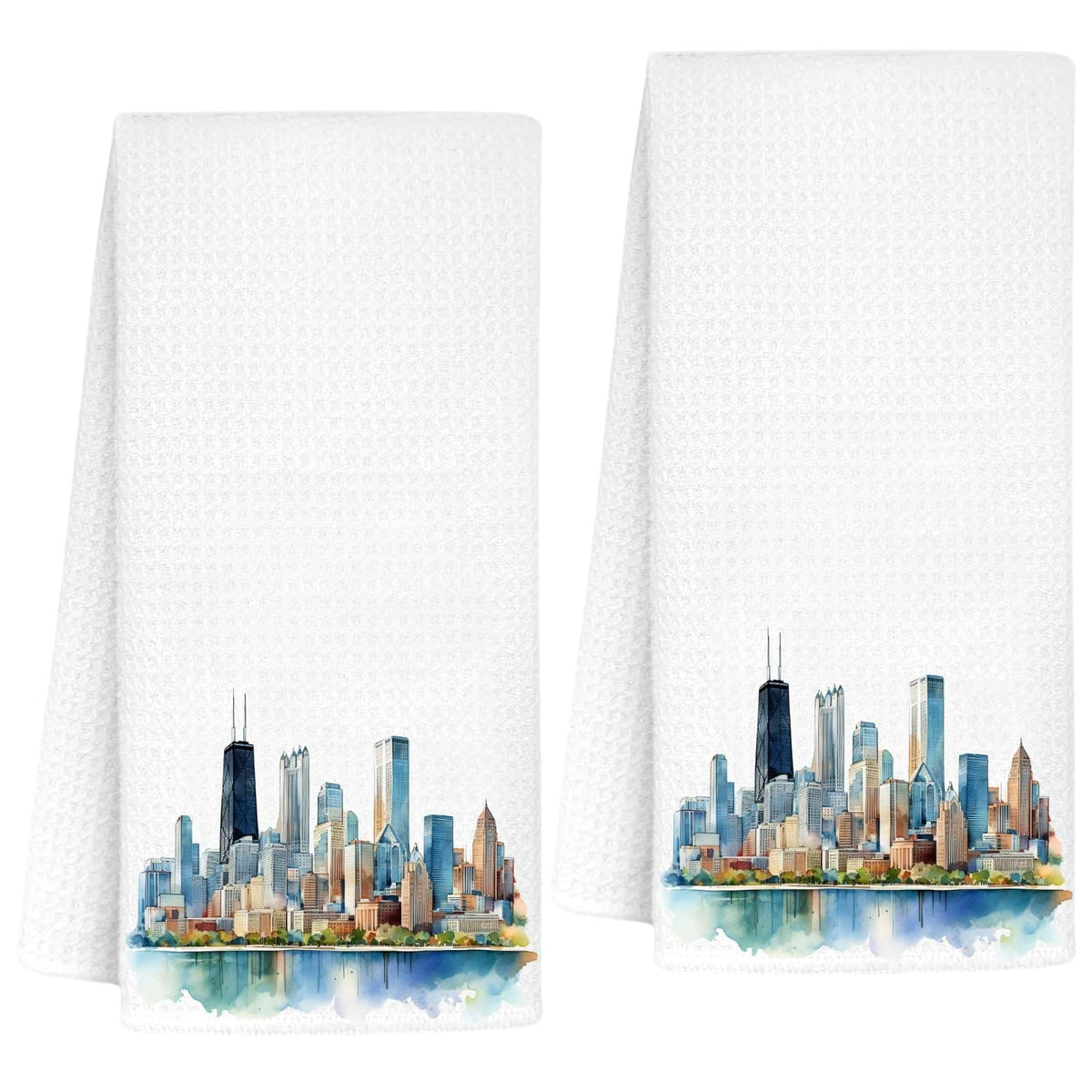 Toalla de cocina InnoBeta con horizonte de Chicago, ideal para secar platos.