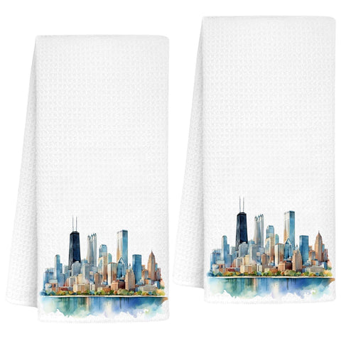 Toalla de cocina InnoBeta con horizonte de Chicago, ideal para secar platos.