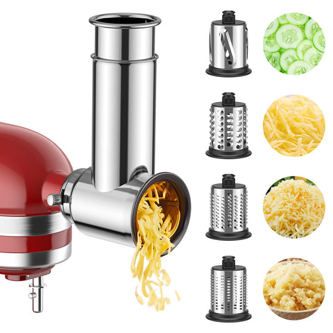 InnoMoon cortador-rallador de acero inoxidable para KitchenAid: rallar queso y verduras rápido.