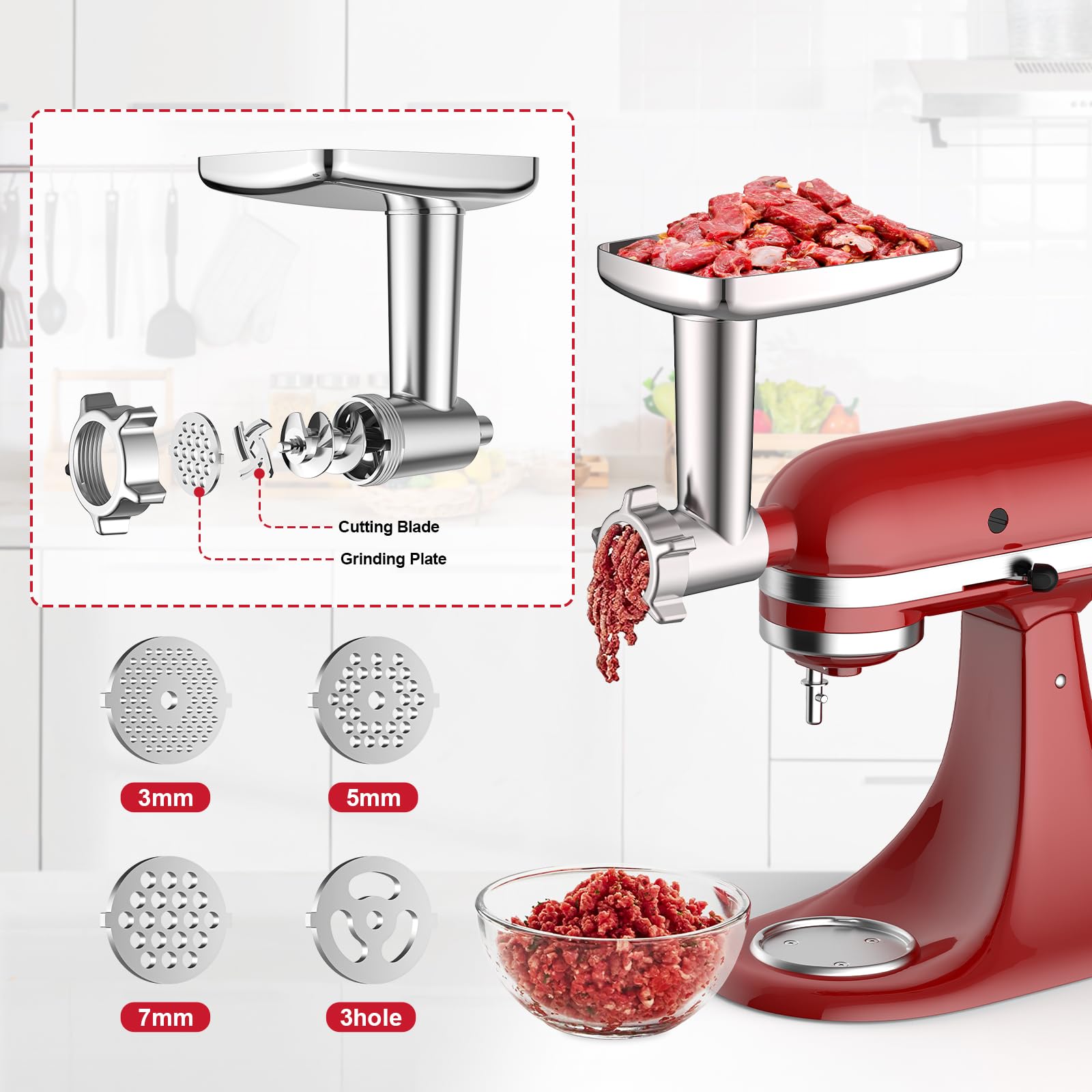 InnoMoon discos de corte para carne en KitchenAid: cortes uniformes para recetas caseras.