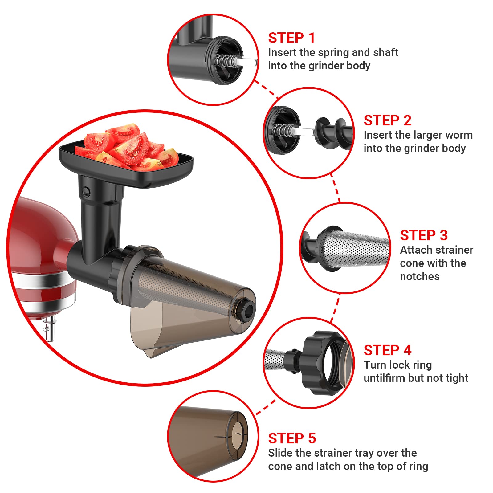InnoMoon cono-filtrado-pulpa-fruta para KitchenAid, salsa sin grumos.