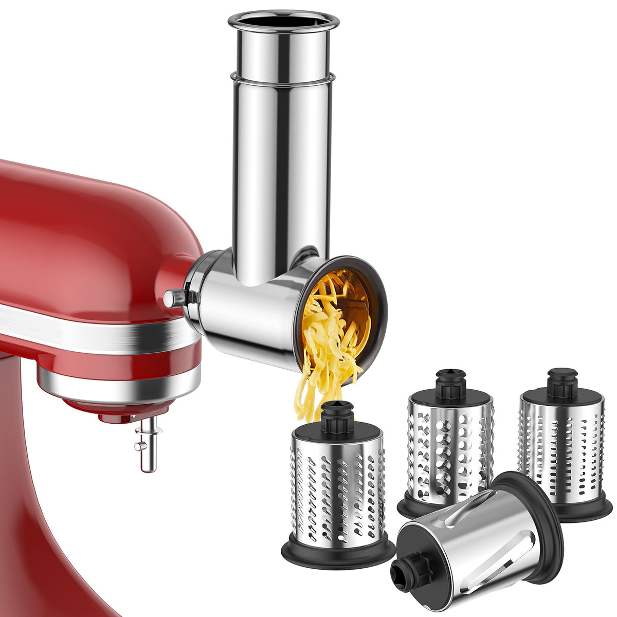 InnoMoon Cortador-Rallador para KitchenAid con 4 hojas, listo para cortar y rallar.