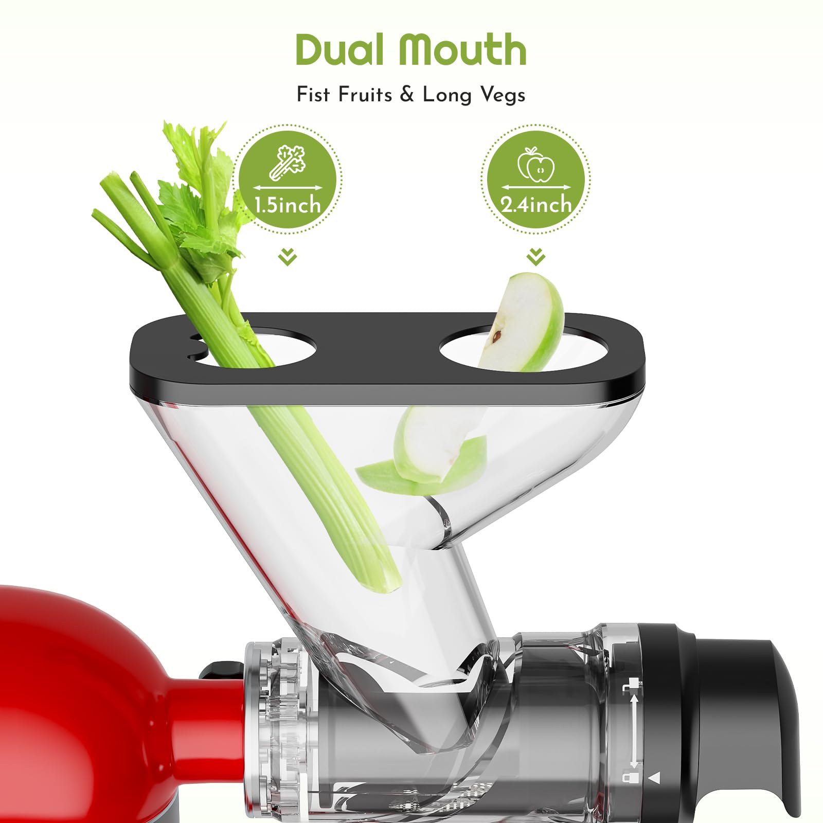 InnoMoon zumo sin pulpa para KitchenAid, extracción eficiente de frutas y verduras.