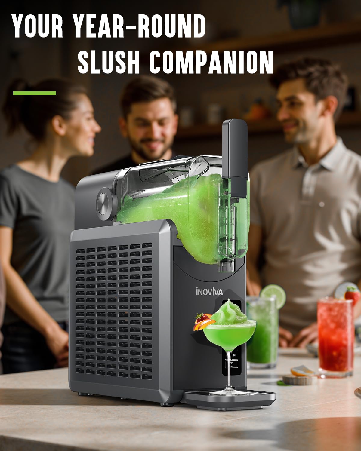 INOVIVA Slushie, diseño compacto, perfecto para cocinas pequeñas.