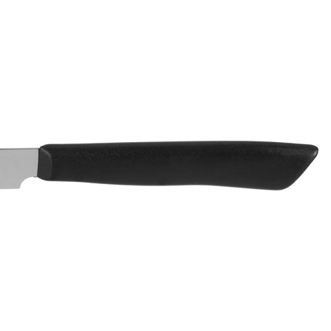 Cuchillo serrado para pan Inoxbonomi, 11 cm, mango negro.