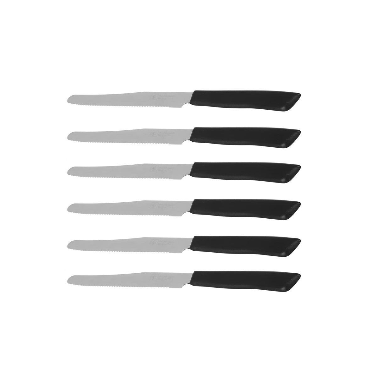 Cuchillos italianos de Inoxbonomi, seis piezas negros para uso diario.