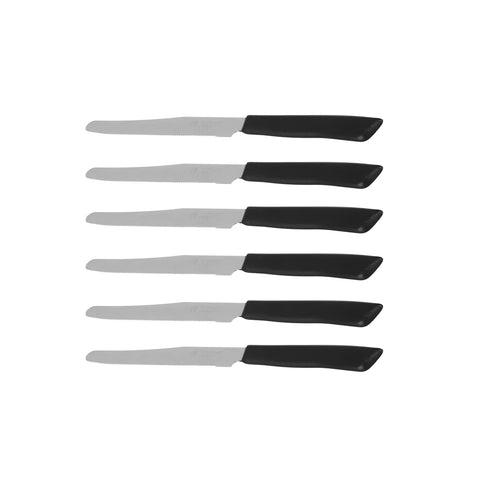 Cuchillos italianos de Inoxbonomi, seis piezas negros para uso diario.