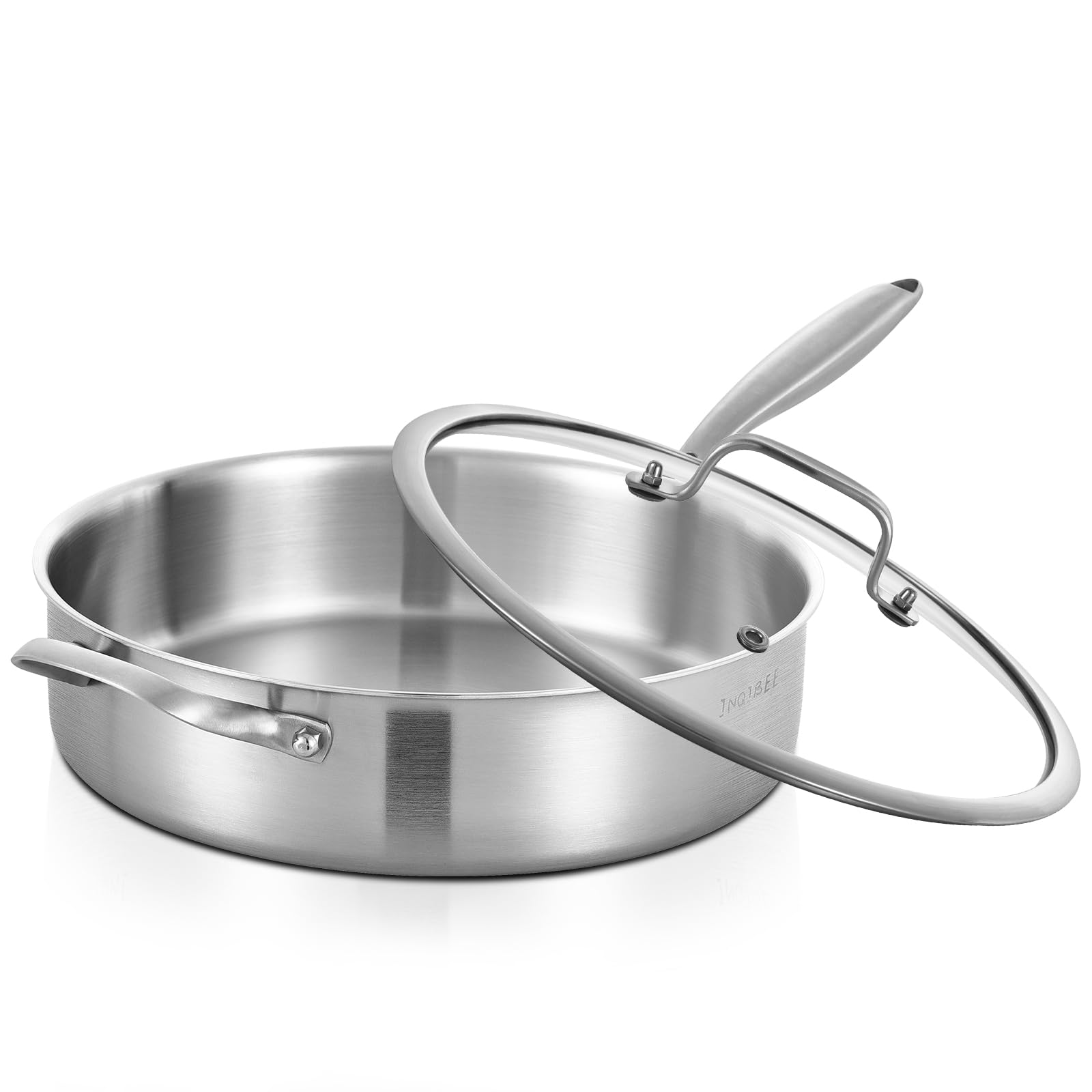 Sartén Inqibee de triple capa de 6 cuartos con tapa, ideal para sellar sabores.