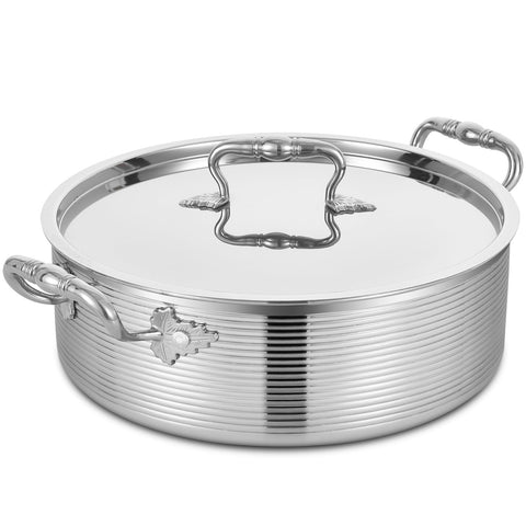 Inqibee Olla rondeau con tapa para cocción uniforme y presentación en mesa