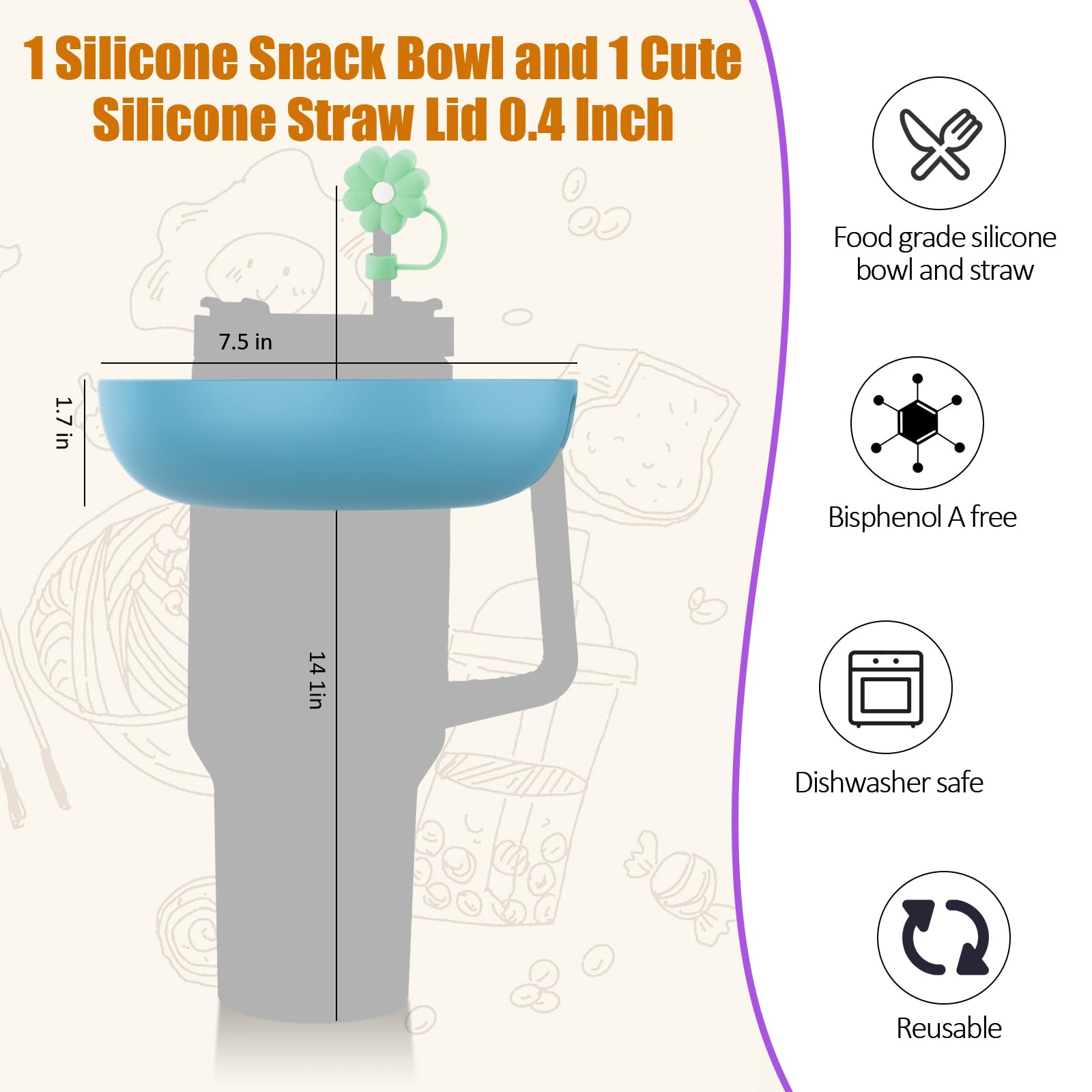 Insefocc snack bowl diseño multifuncional, permite disfrutar snacks mientras bebes.