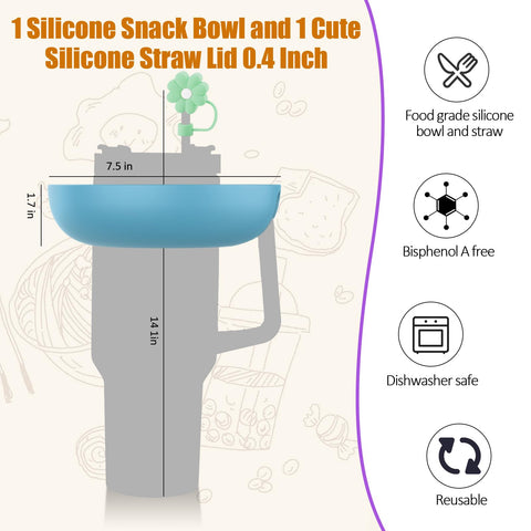 Insefocc snack bowl diseño multifuncional, permite disfrutar snacks mientras bebes.