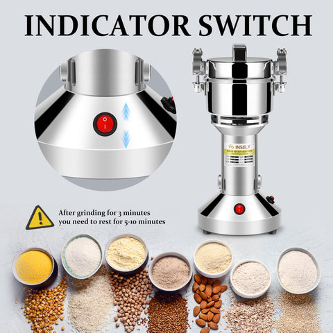 INSELY molino granos 150g, accesorios incluidos para facilitar preparaciones.