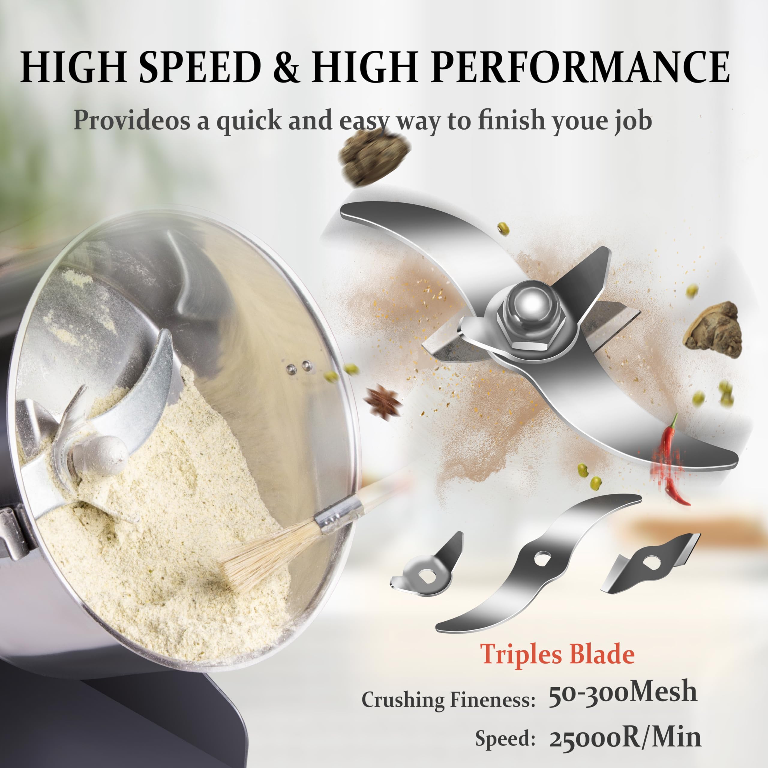 INSELY molino granos 150g, cuchillas de acero para molienda uniforme.