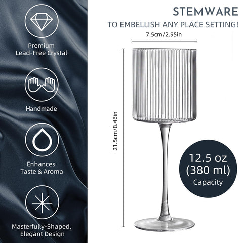 INSETLAN copa vino con diseño ribbed para mesa moderna.