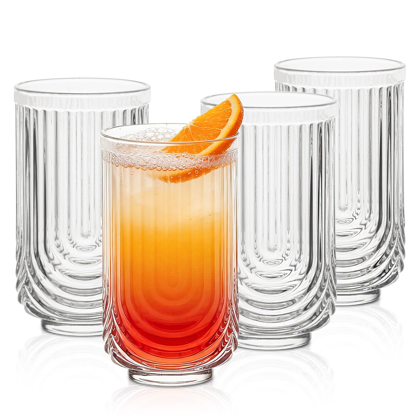 INSETLAN vaso highball arco diseno con cristal claro, perfecto para cócteles elegantes